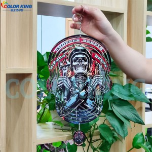 跨境新品双面印制热转印 空白骷髅头 金属材质个性DIY挂饰 圣诞树风铃挂饰